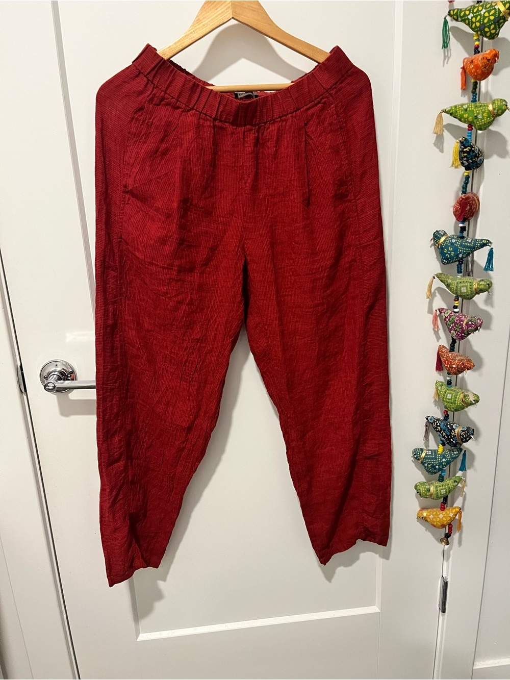 Eileen Fisher Puckered Organic Linen Stripe Lantern, Ankle, NWT, XS - Picture 7 of 11